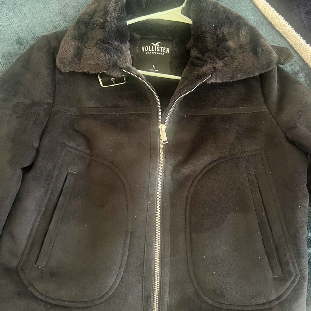 Black Hollister Biker Jacket Size MEDIUM